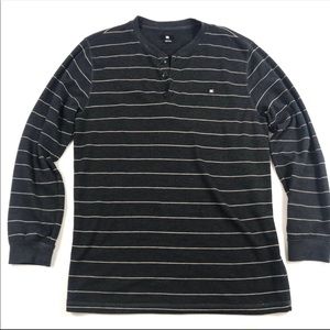 DC Waffle Knit Thermal Henley Shirt Sz XL grey